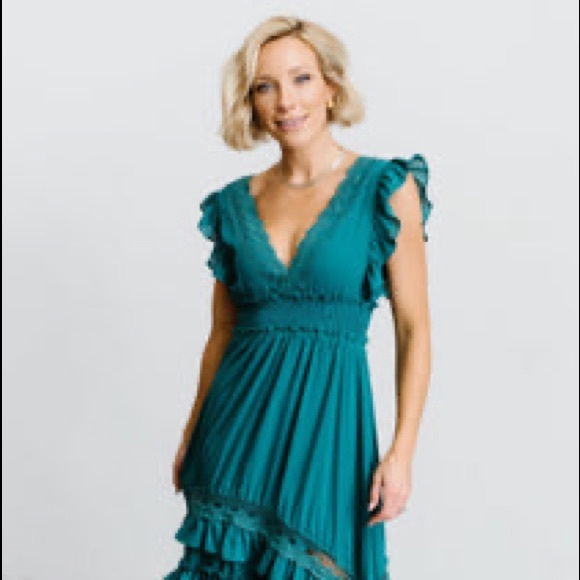 Baltic Born Jasmine Ruffle Maxi Dress in Jade, Medium👗 - Picture 2 of 4